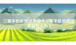 三星手机听筒没声音（三星手机听筒没声音怎么办）