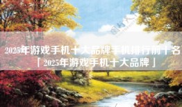 2025年游戏手机十大品牌手机排行前十名「2025年游戏手机十大品牌」