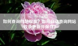 如何查询网站收录？如何自动查询网站收录更新并保存？