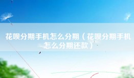 花呗分期手机怎么分期（花呗分期手机怎么分期还款）