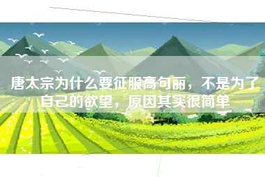 唐太宗为什么要征服高句丽，不是为了自己的欲望，原因其实很简单