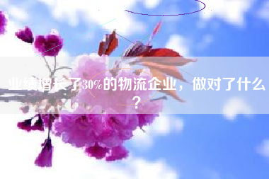 业绩增长了30%的物流企业，做对了什么？