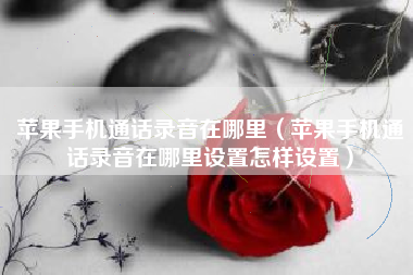 苹果手机通话录音在哪里（苹果手机通话录音在哪里设置怎样设置）