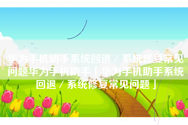 华为手机助手系统回退／系统修复常见问题华为手机助手「华为手机助手系统回退／系统修复常见问题」