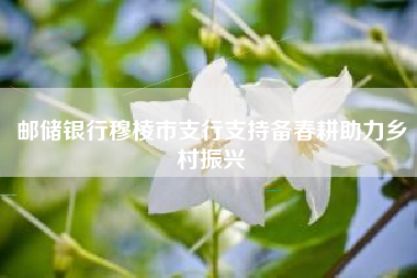 邮储银行穆棱市支行支持备春耕助力乡村振兴