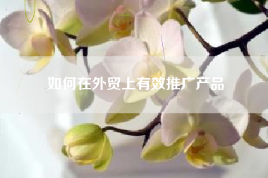 如何在外贸上有效推广产品